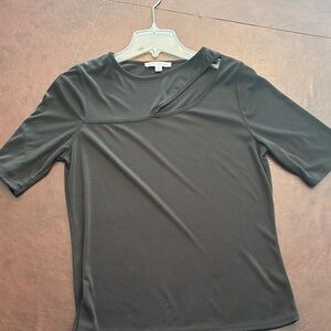 Green Envelope Black Asymmetric Neck Top